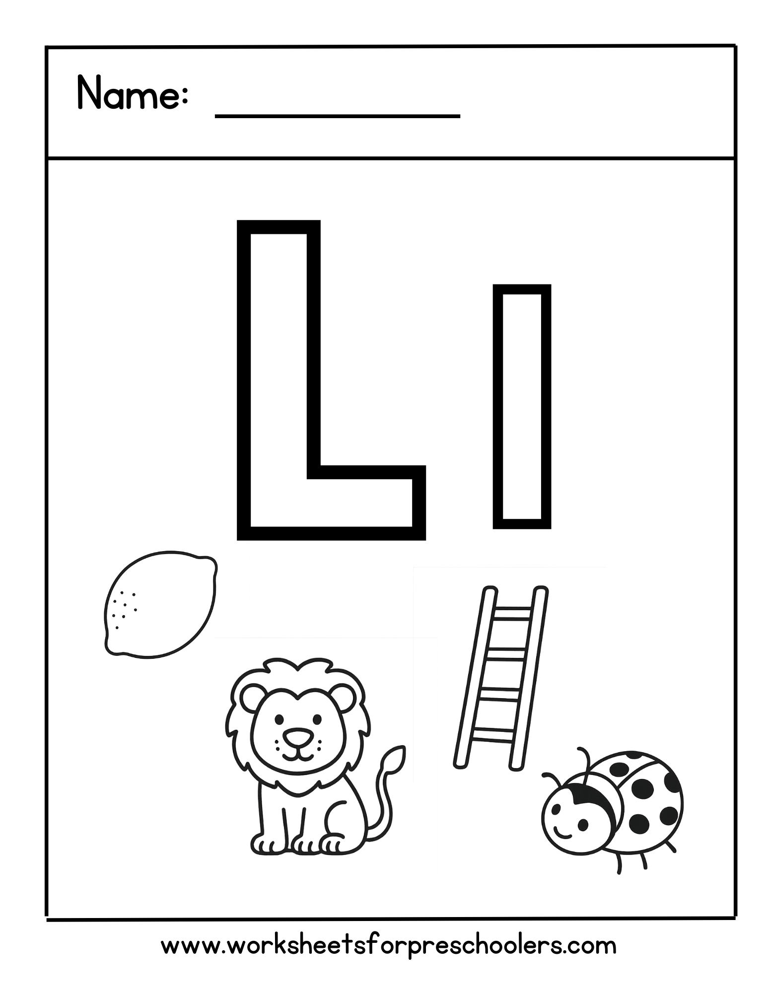 Letter L Coloring Page