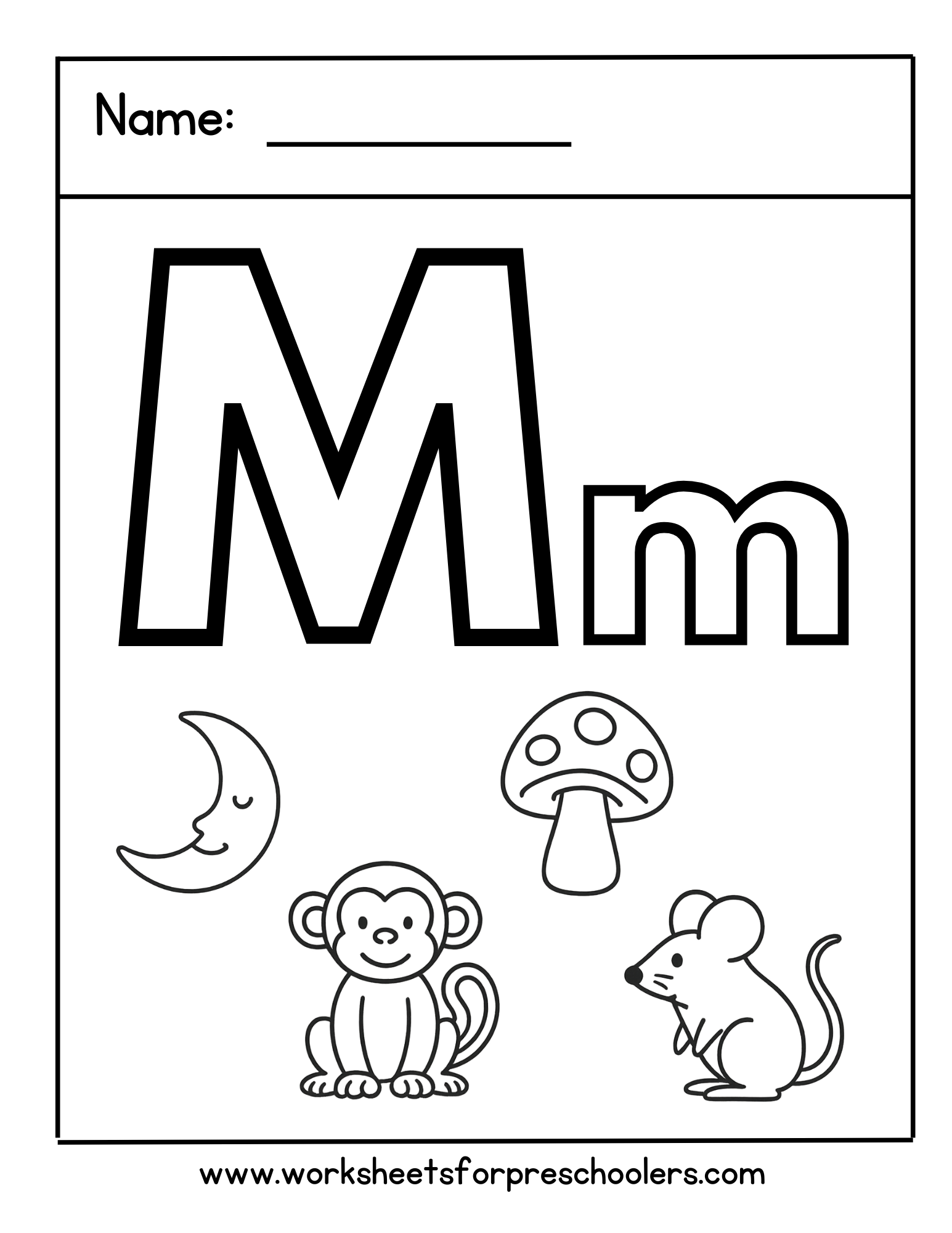 Letter M Coloring Worksheet