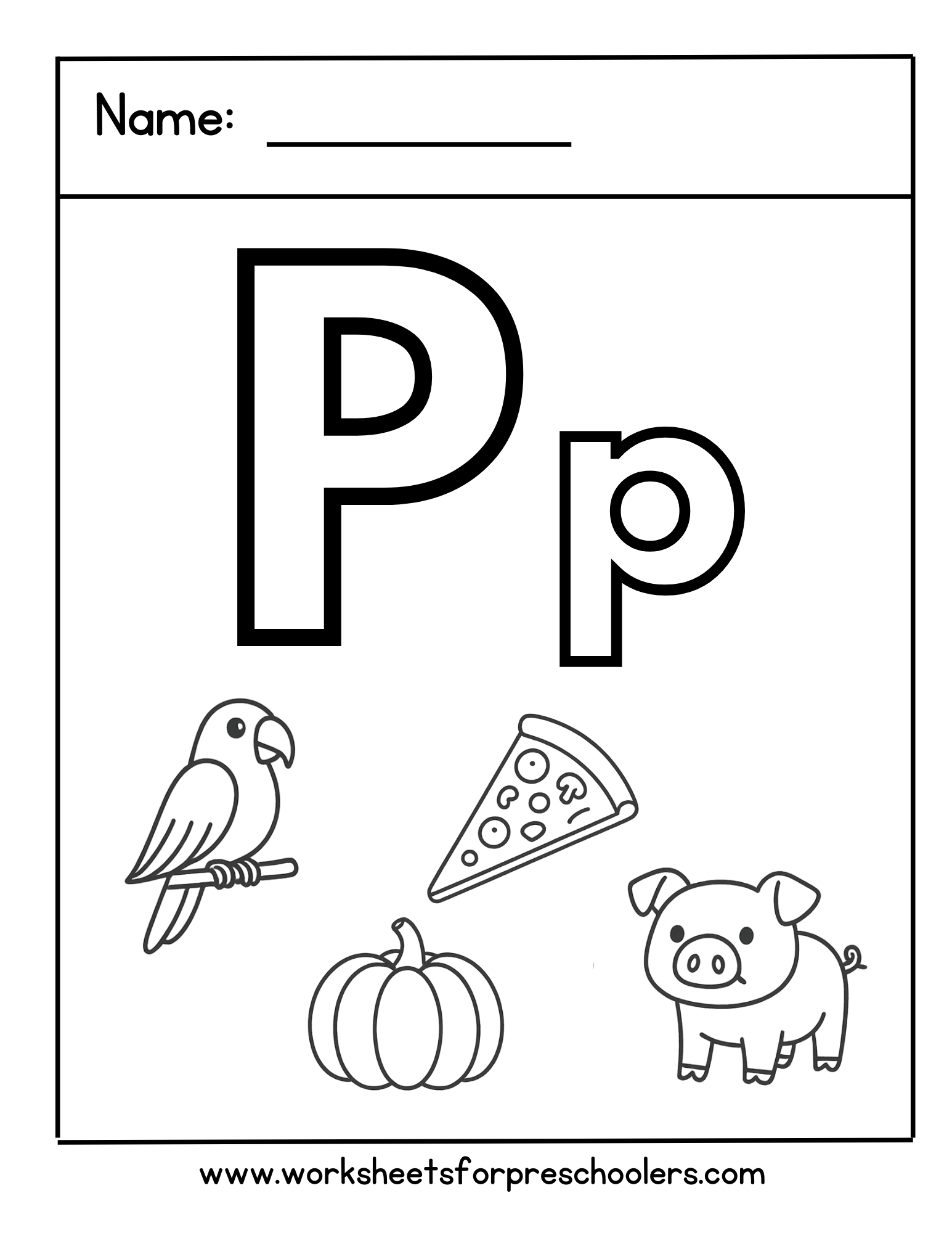 Letter P Coloring Worksheet