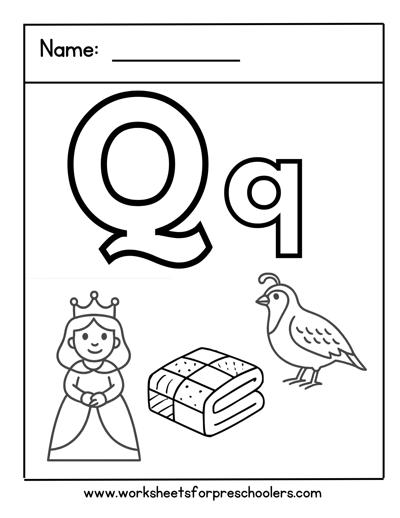 Letter Q Coloring Worksheet
