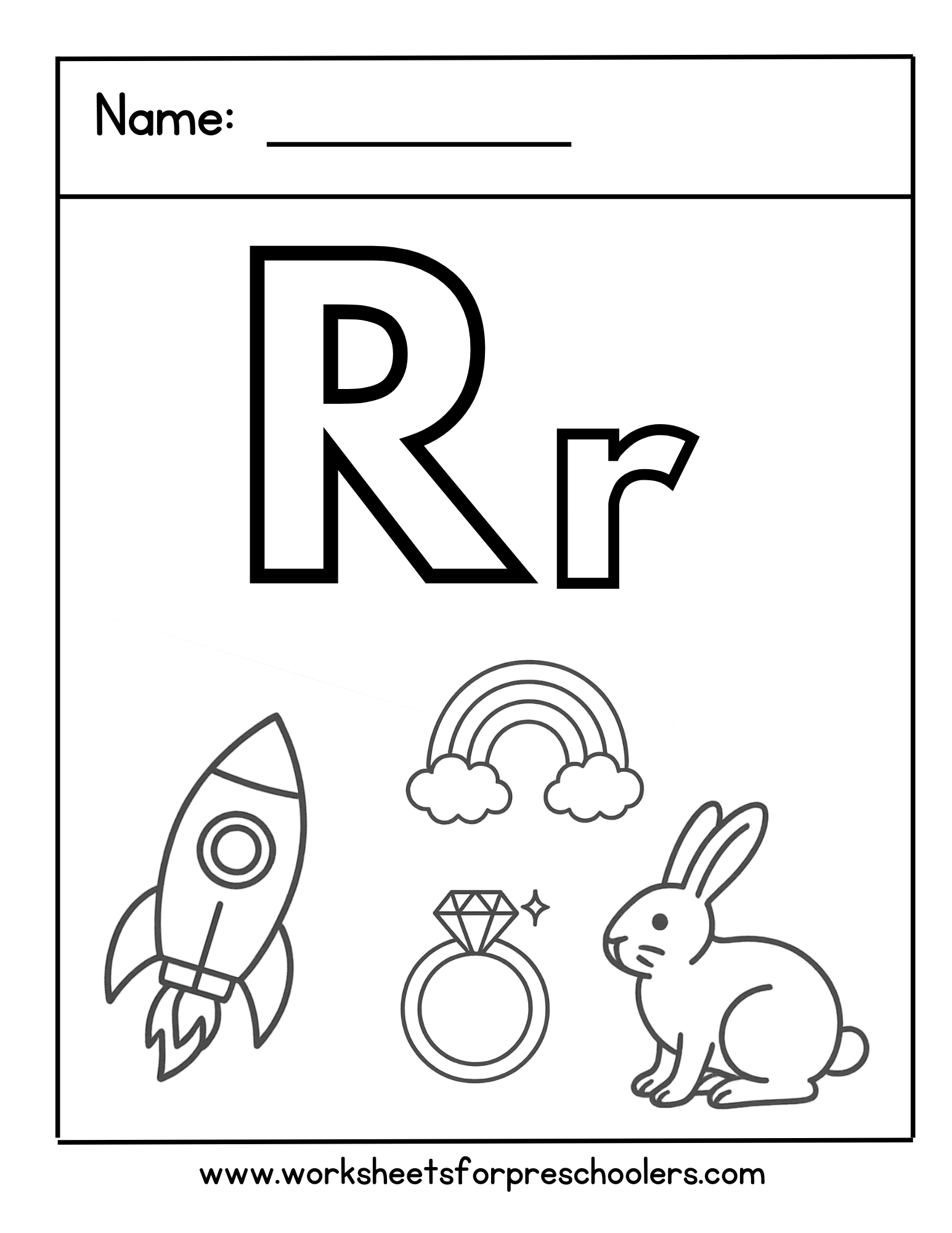 Letter R Coloring Worksheet