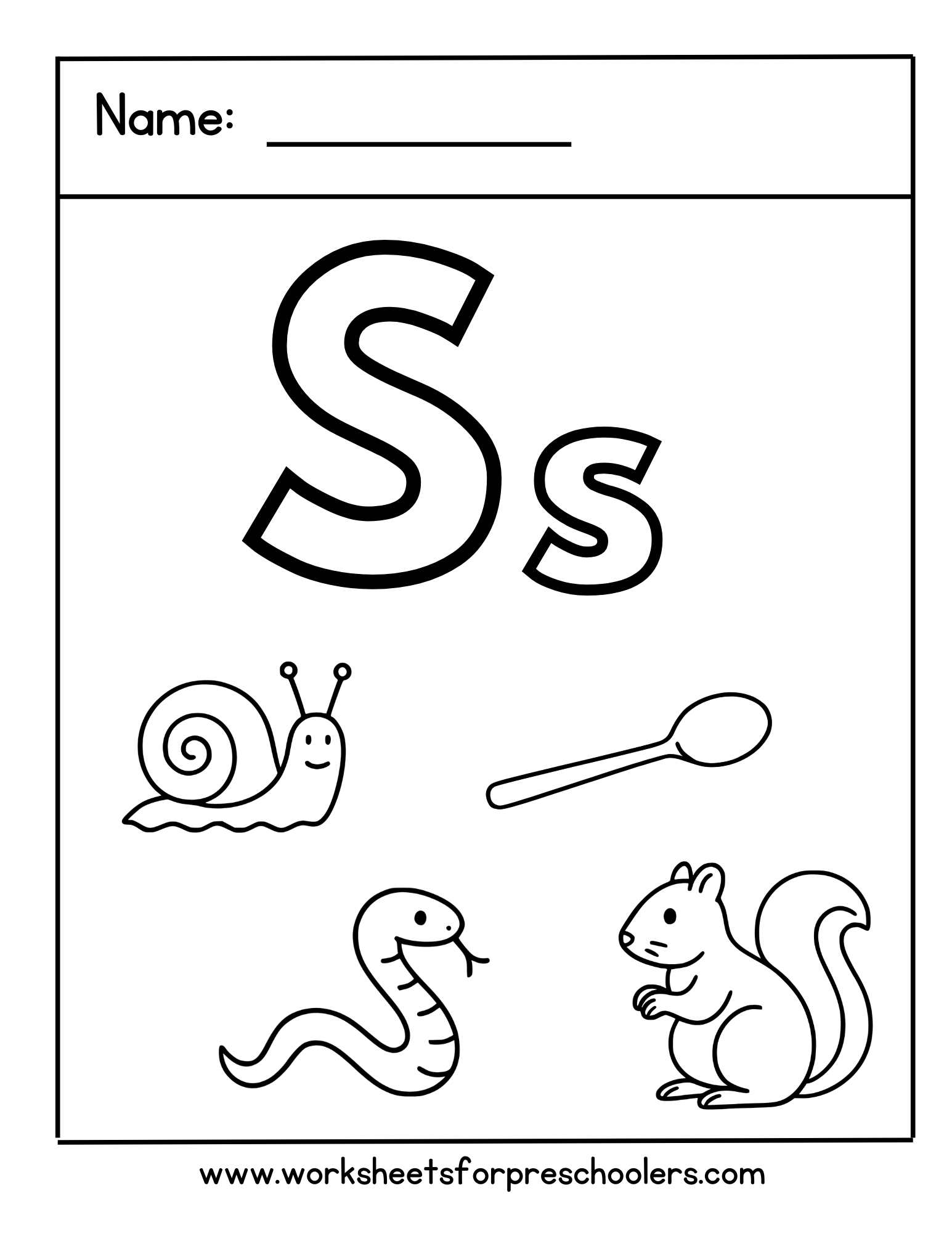 Letter S Coloring Worksheet