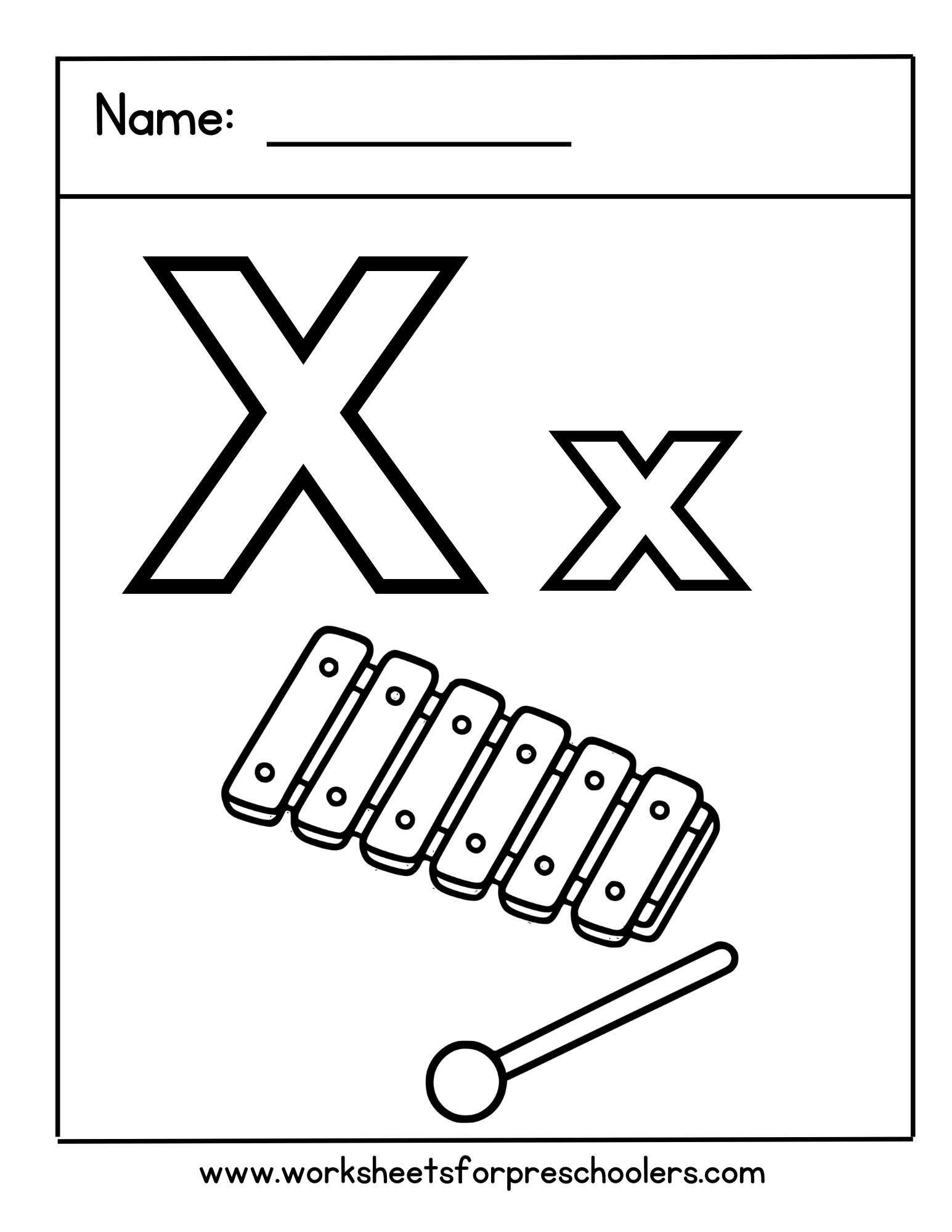 Letter X Coloring Worksheet