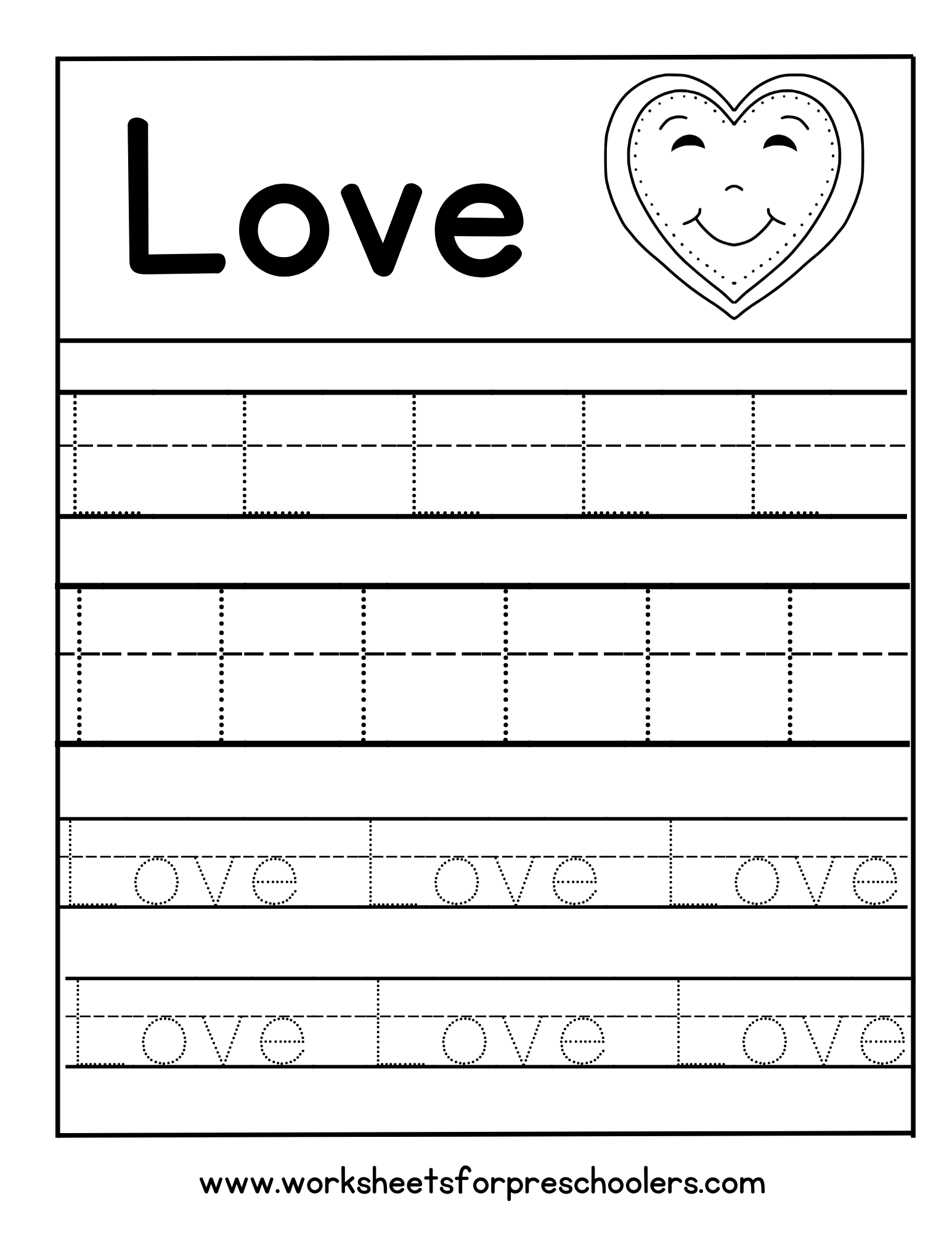 L for Love Tracing Worksheet