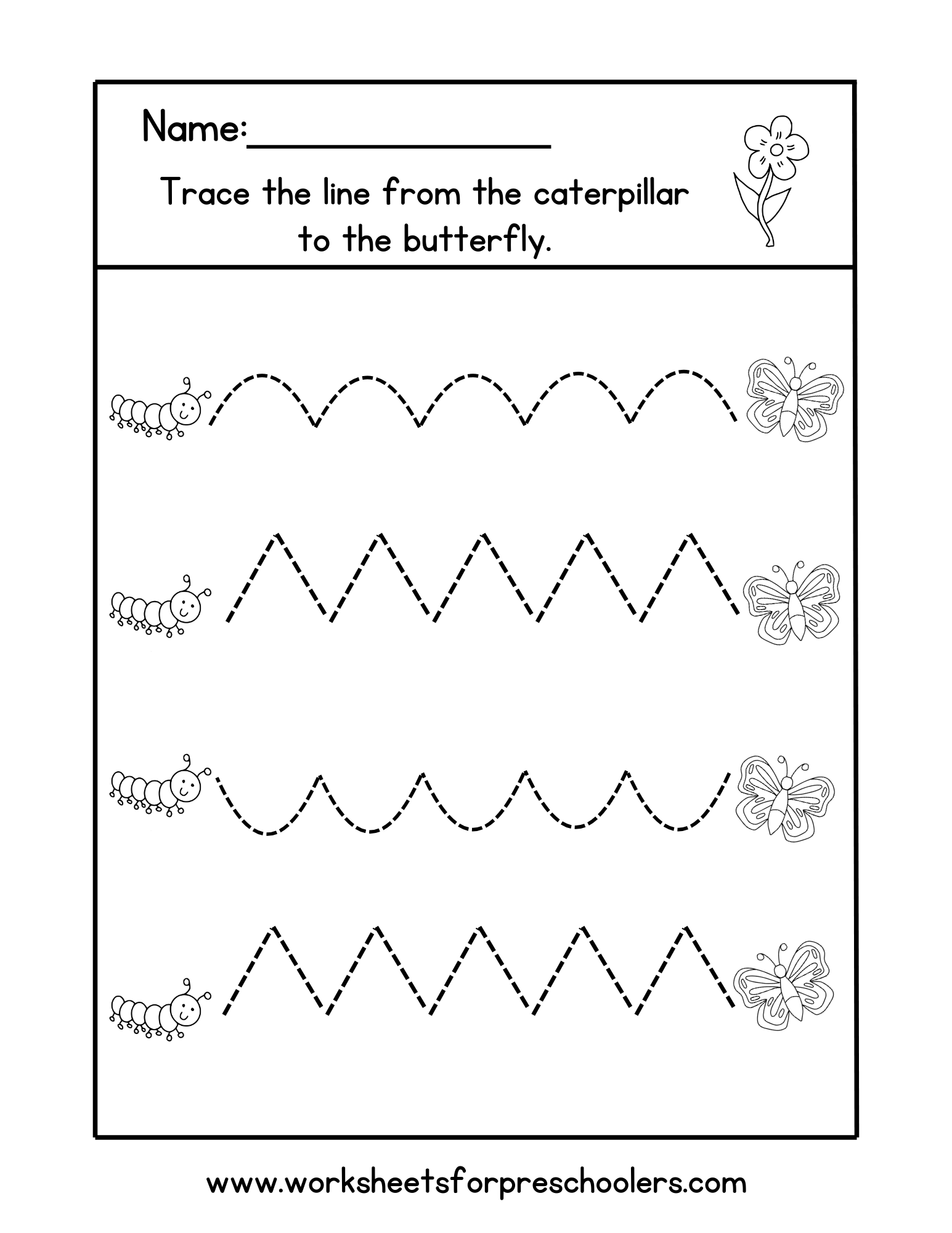 Bug Theme Line Tracing Worksheet 