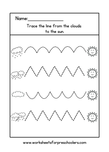 Weather Theme Line Tracing Worksheet 