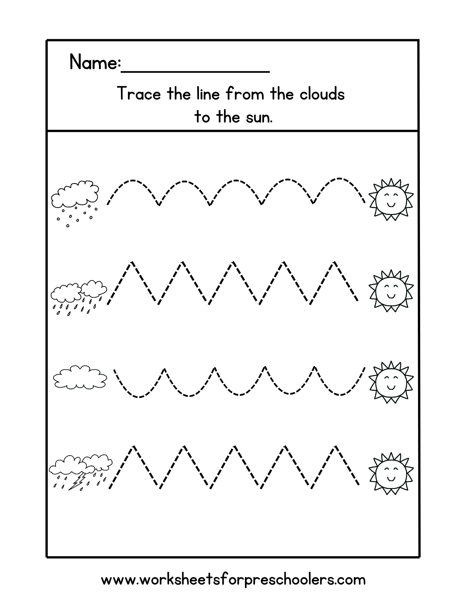 Weather Theme Line Tracing Worksheet  Weather Theme Line Tracing Worksheet