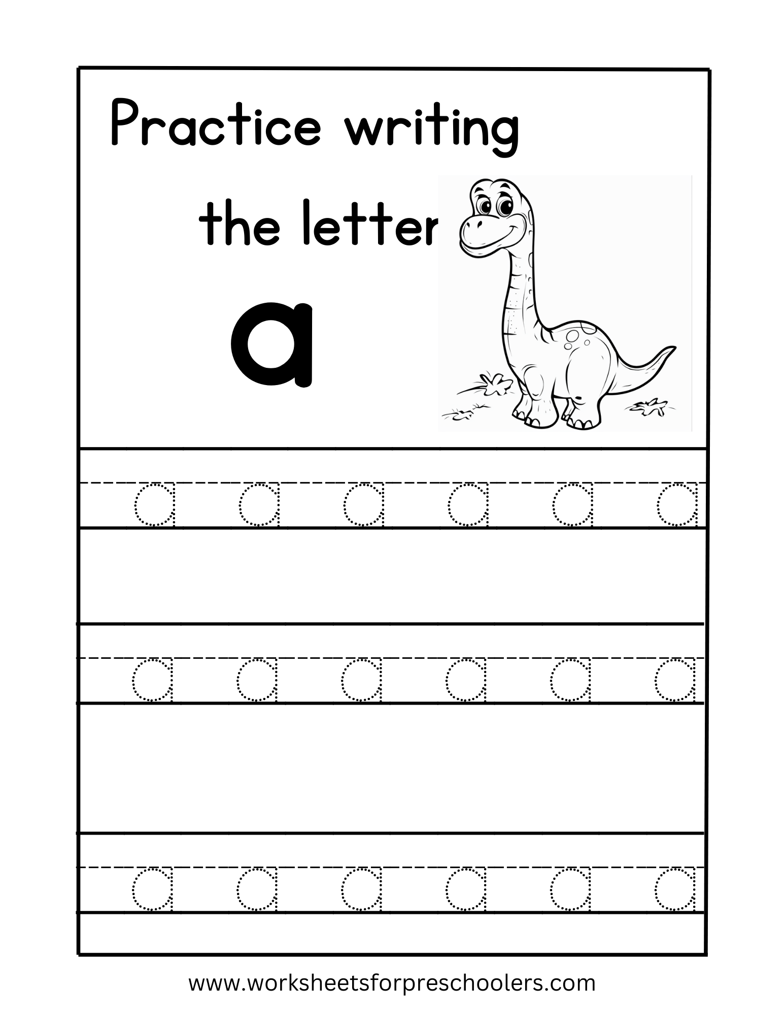 Tracing Lowercase Letter a Worksheet Preschool