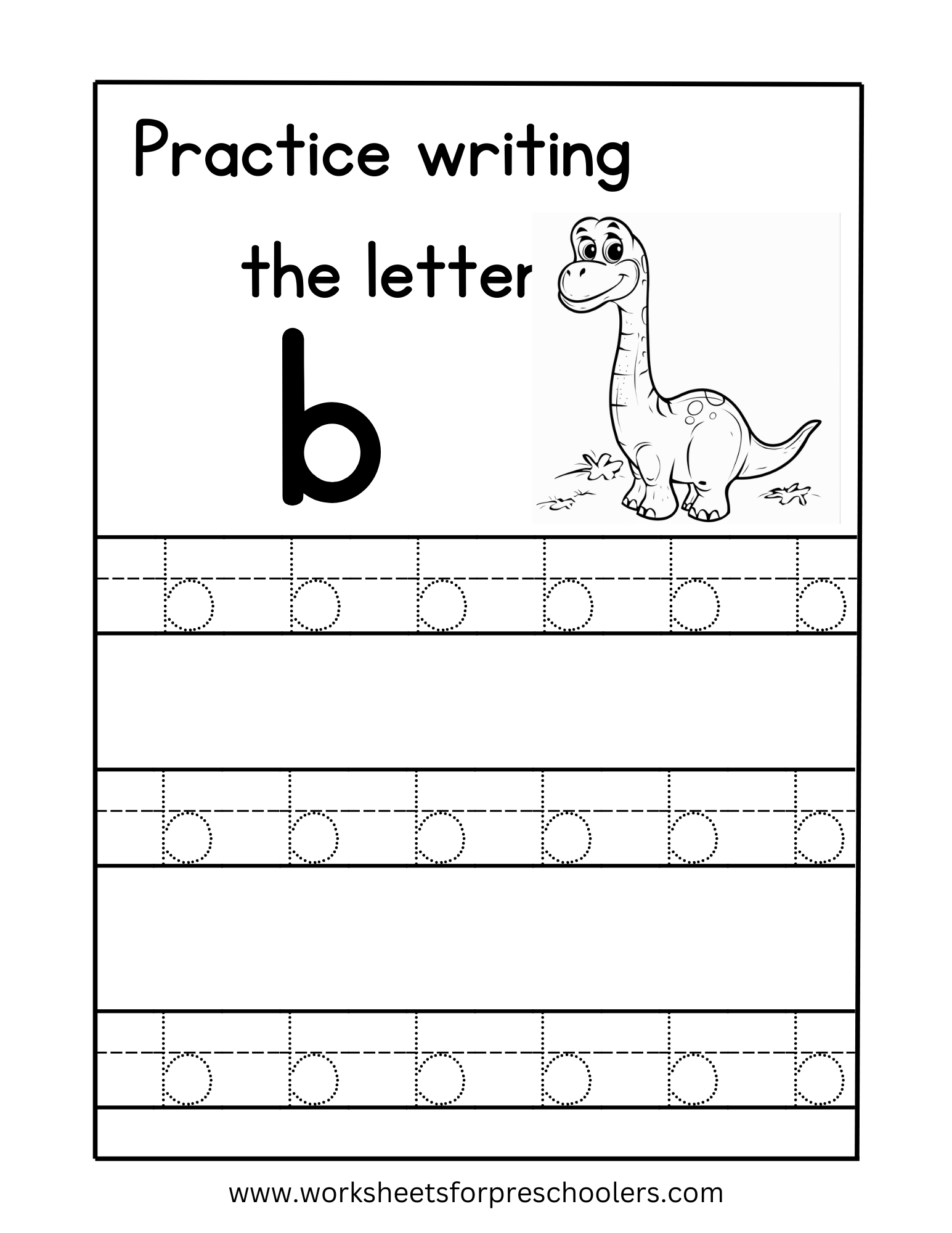 Tracing Lowercase Letter B Worksheet Preschool