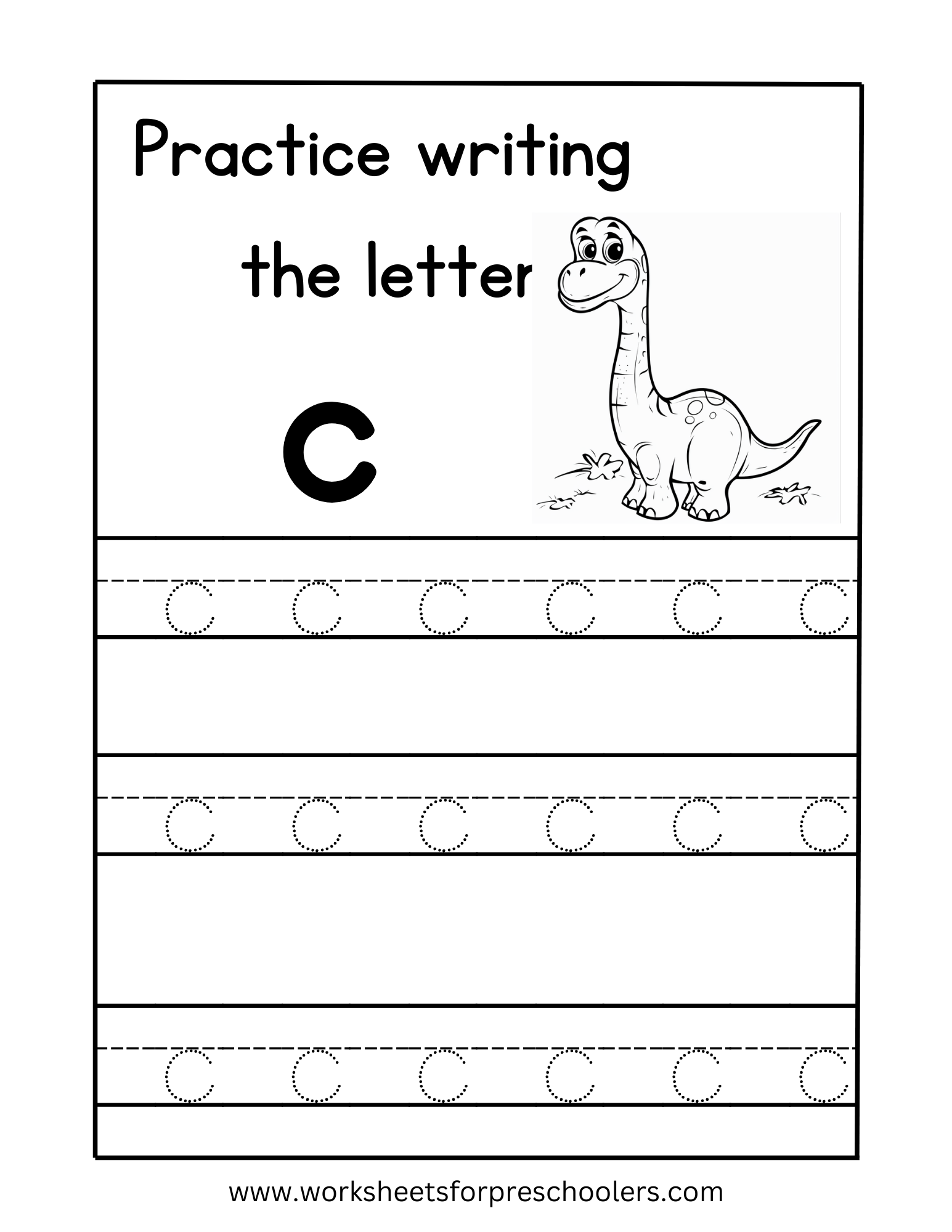Tracing Lowercase Letter c Worksheet Preschool