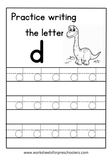Tracing Lowercase Letter d Worksheet Preschool