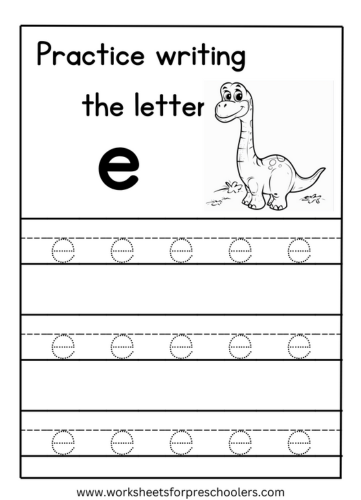 Tracing Lowercase Letter e Worksheet Preschool