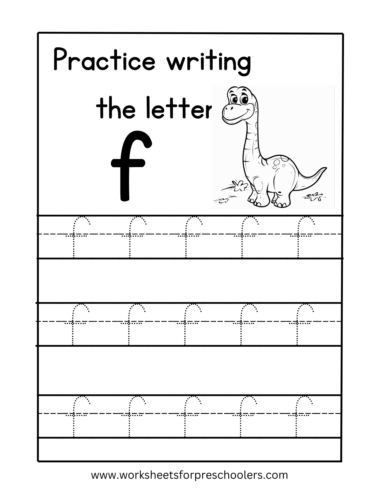 Tracing Lowercase Letter f Worksheet Preschool