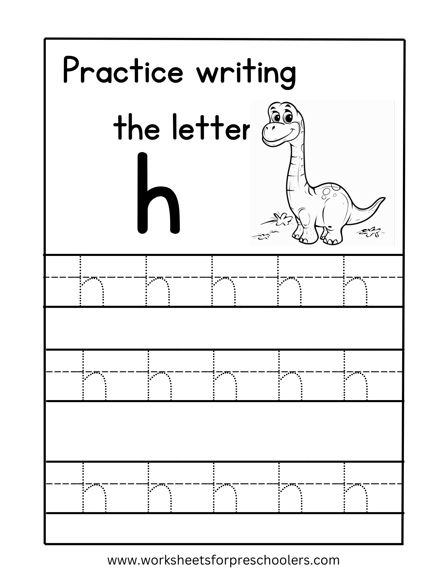 Tracing Lowercase Letter h Worksheet Preschool Tracing Lowercase Letter h Worksheet Preschool