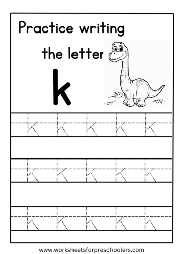 Tracing Lowercase Letter k Worksheet Preschool