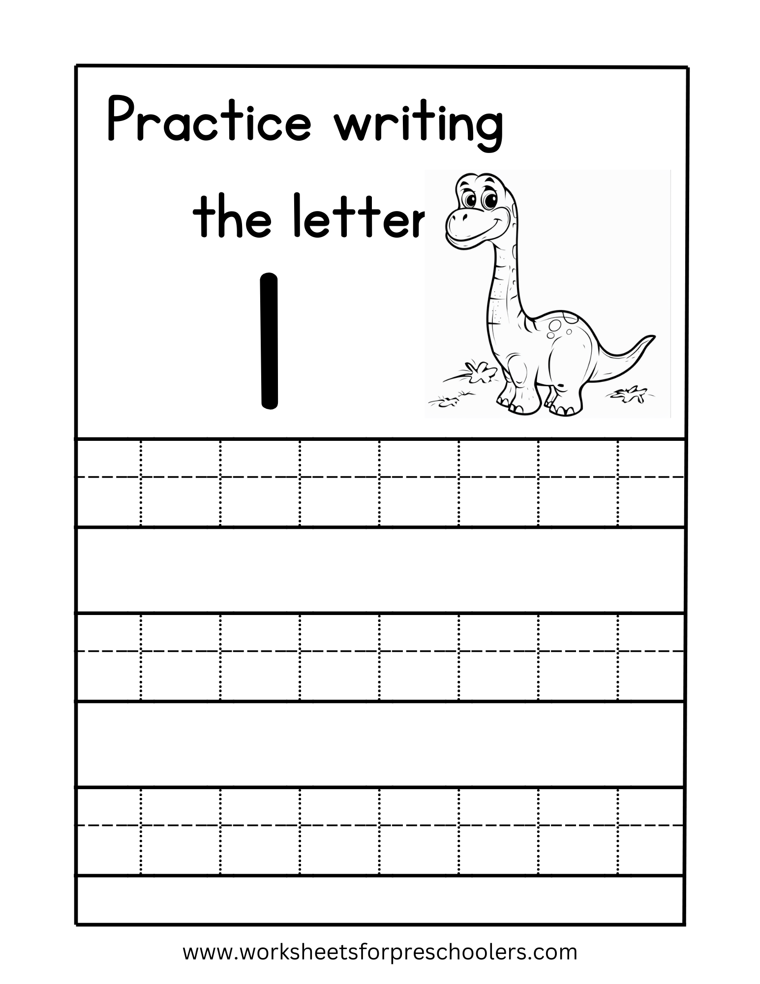 Tracing Lowercase Letter l Worksheet Preschool