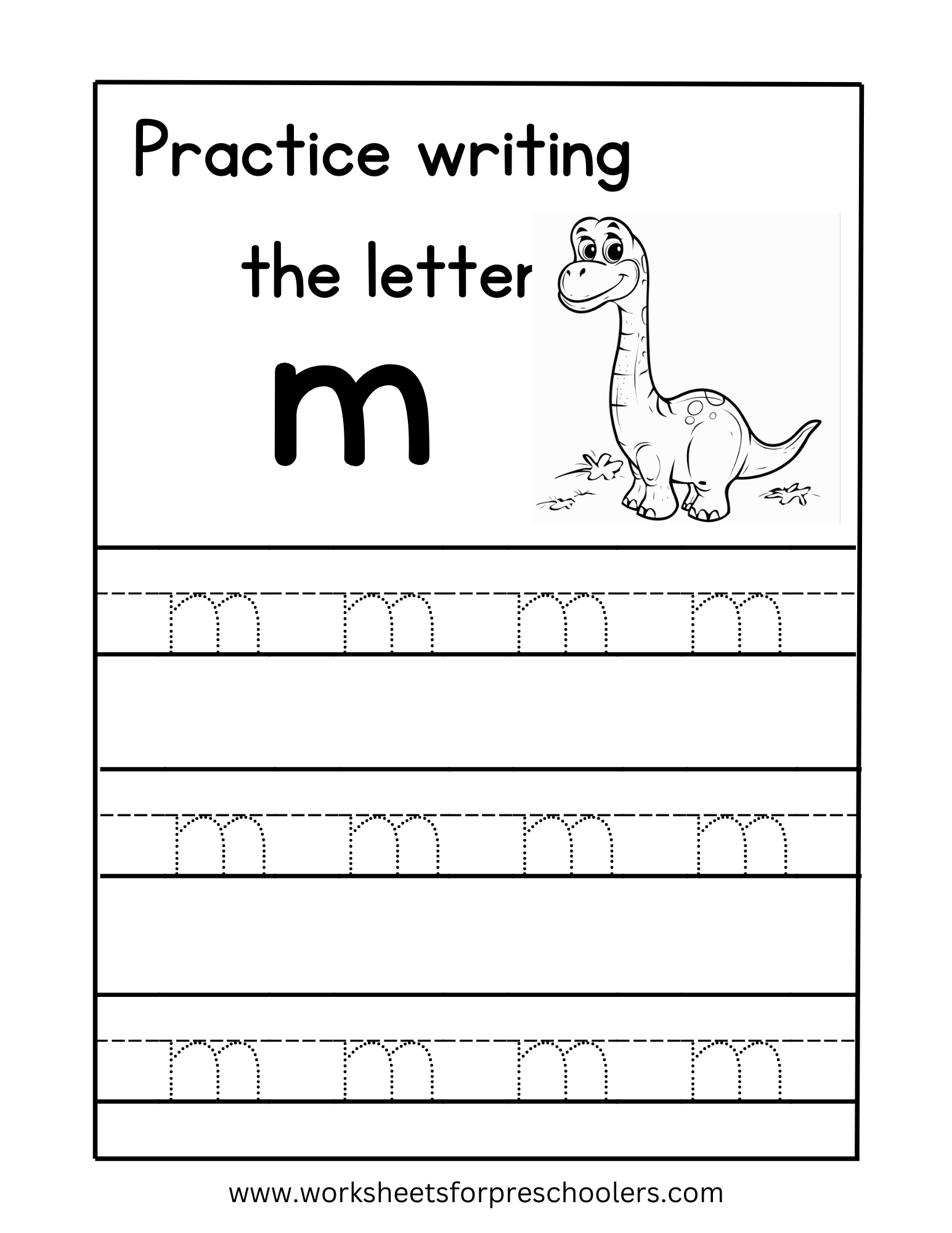 Tracing Lowercase Letter m Worksheet Preschool Tracing Lowercase Letter m Worksheet Preschool