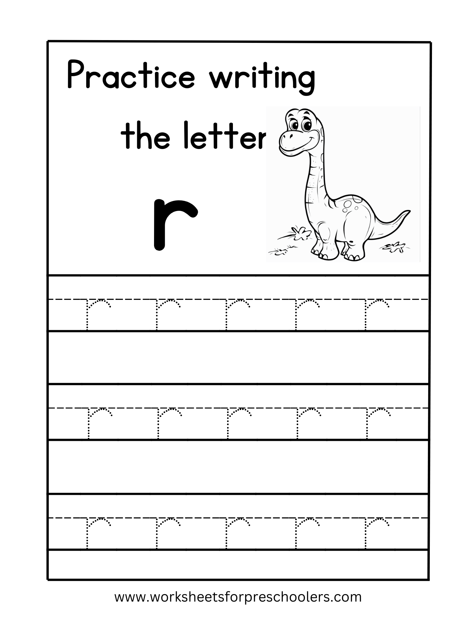 Tracing Lowercase Letter r Worksheet Preschool