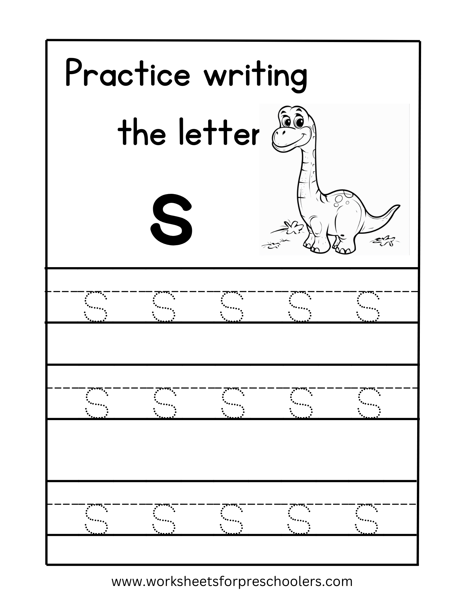 Tracing Lowercase Letter s Worksheet Preschool Tracing Lowercase Letter s Worksheet Preschool