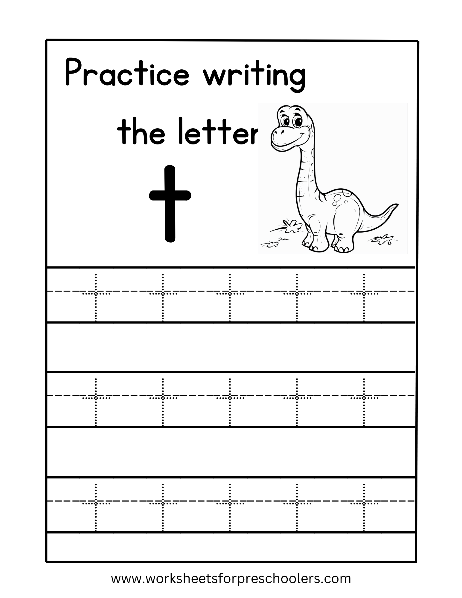 Tracing Lowercase Letter t Worksheet Preschool