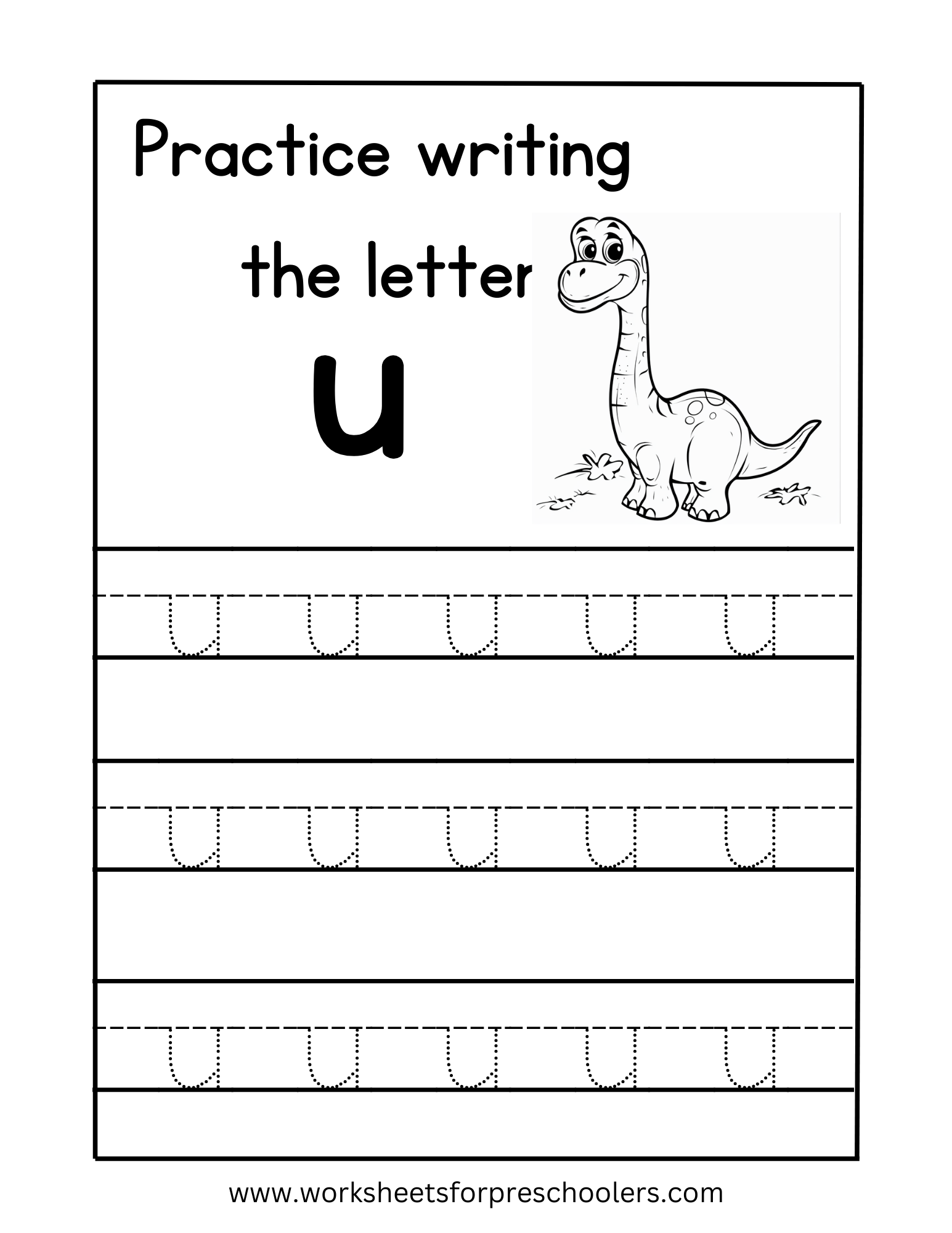 Tracing Lowercase Letter u Worksheet Preschool Tracing Lowercase Letter u Worksheet Preschool