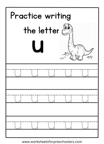 Tracing Lowercase Letter u Worksheet Preschool