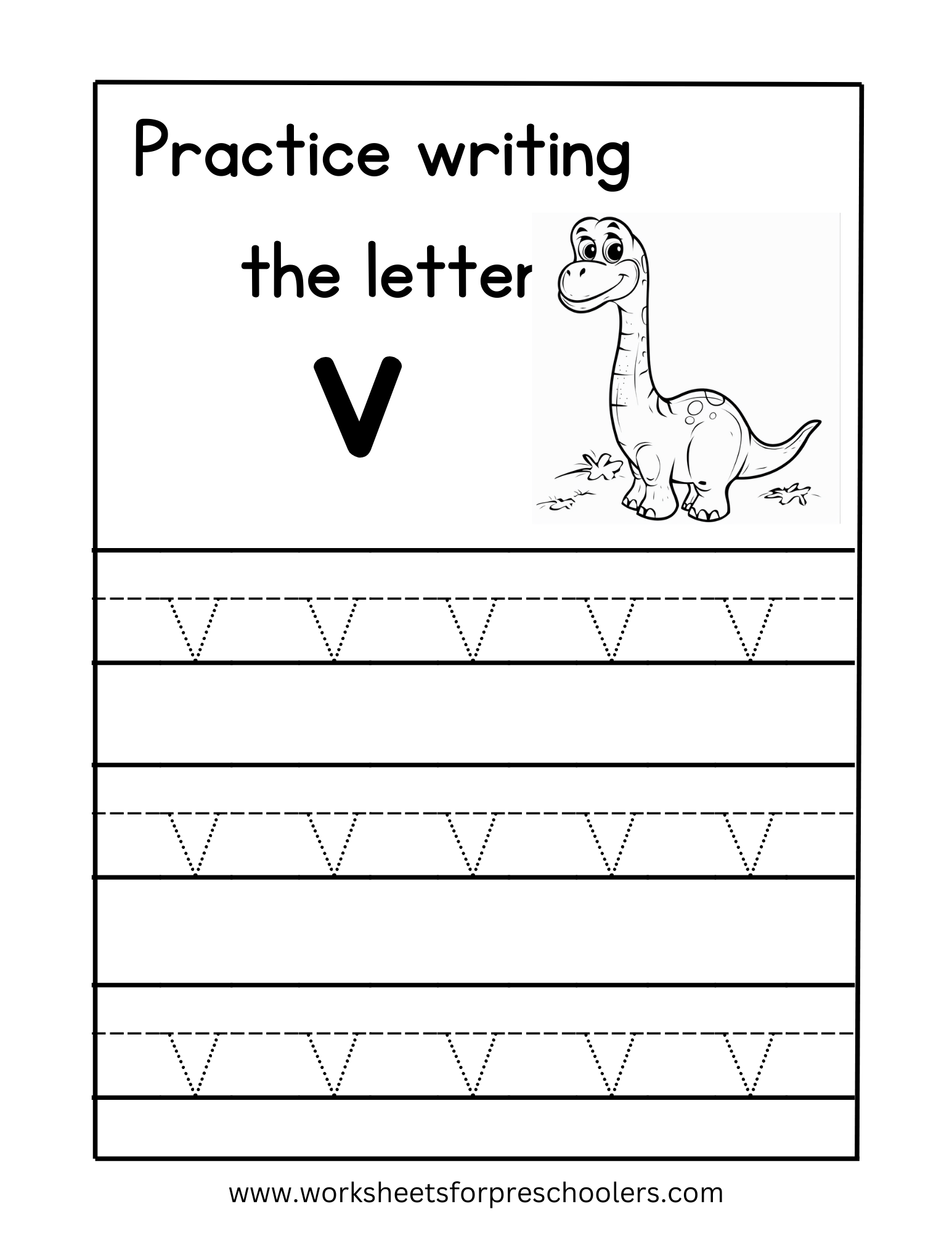 Tracing Lowercase Letter v Worksheet Preschool Tracing Lowercase Letter v Worksheet Preschool