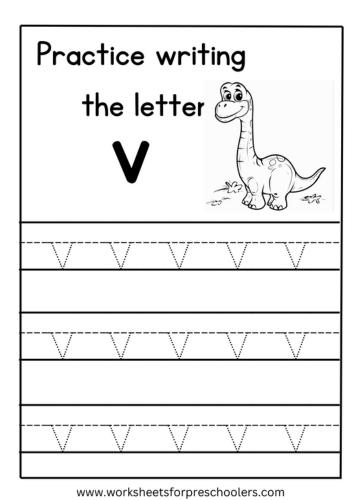Tracing Lowercase Letter v Worksheet Preschool