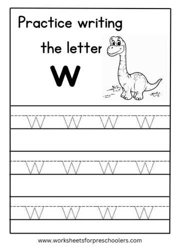 Tracing Lowercase Letter w Worksheet Preschool