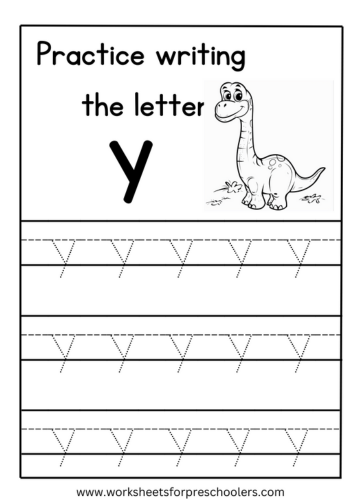 Tracing Lowercase Letter y Worksheet Preschool