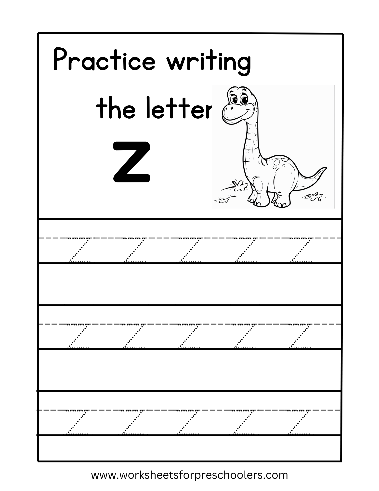 Tracing Lowercase Letter z Worksheet Preschool Tracing Lowercase Letter z Worksheet Preschool