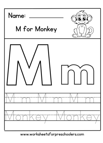 M for Monkey Worksheet