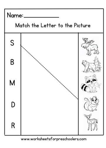 Matching Worksheets Forest Animals
