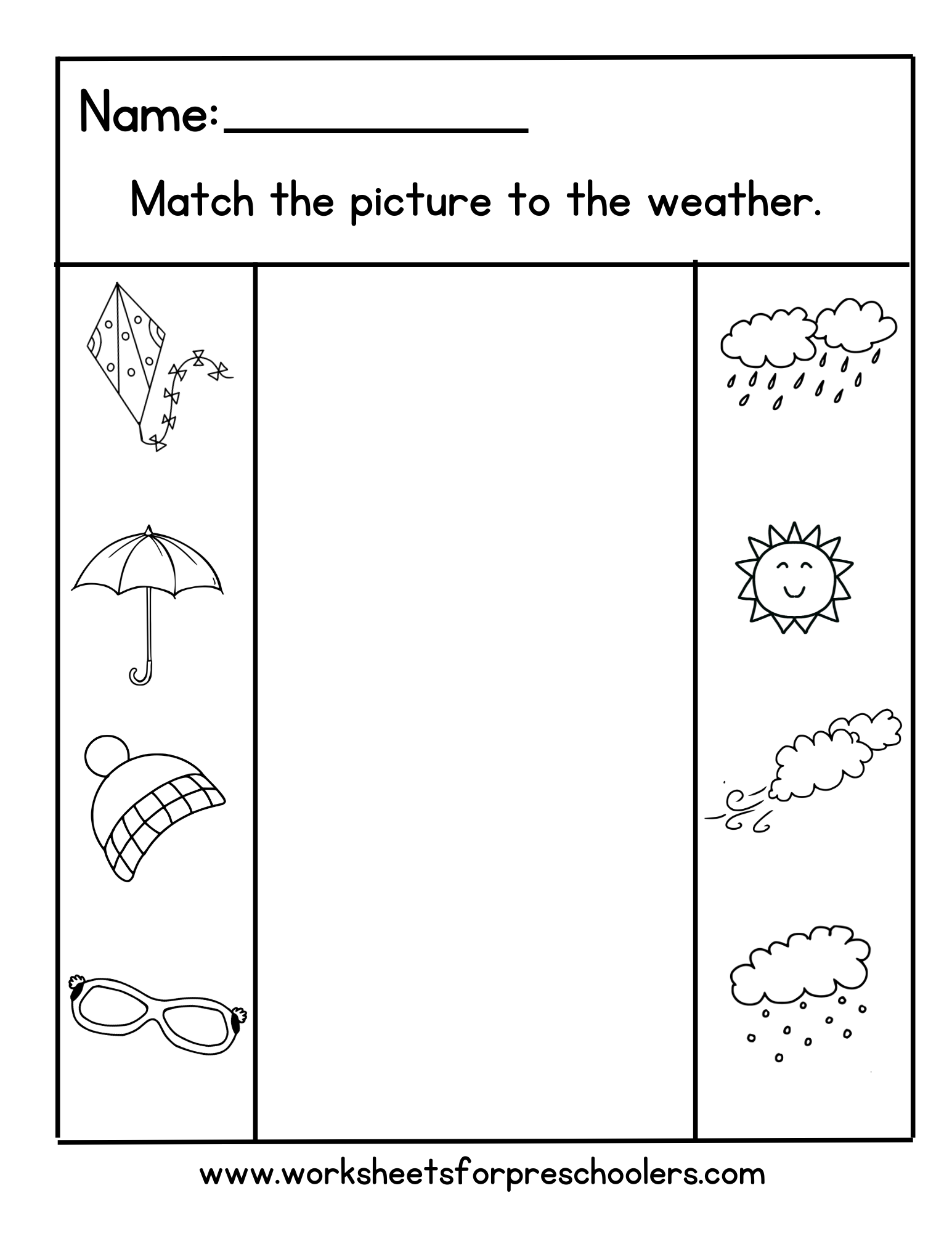 Weather Picture Matching Worksheet  Weather Picture Matching Worksheet