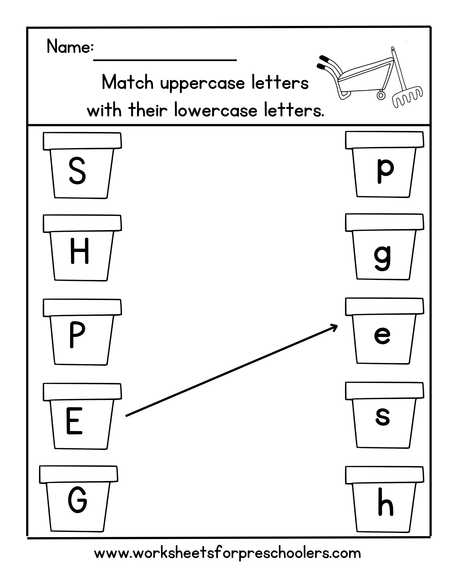 Match Uppercase and Lowercase Worksheet Garden