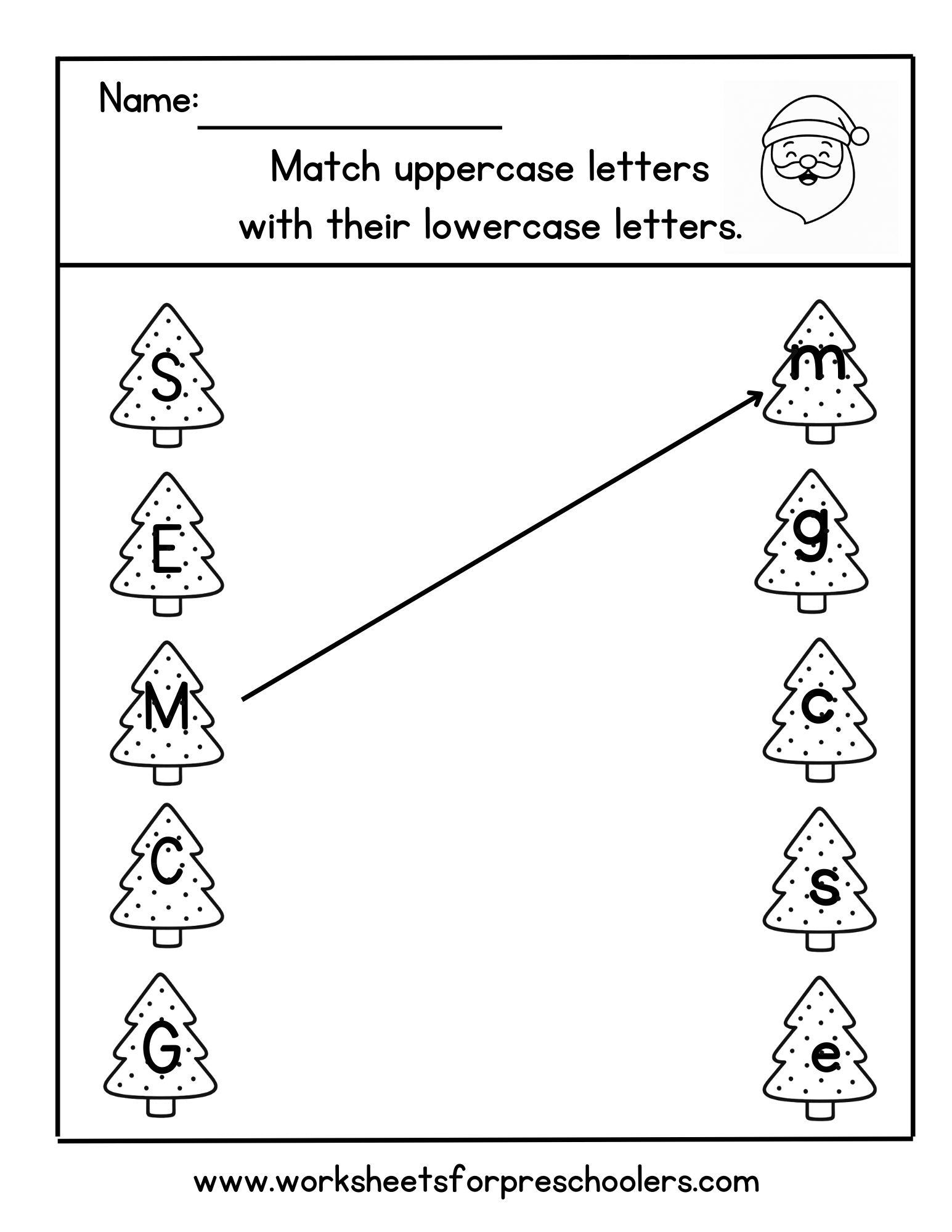 Christmas Letter Matching Worksheet
