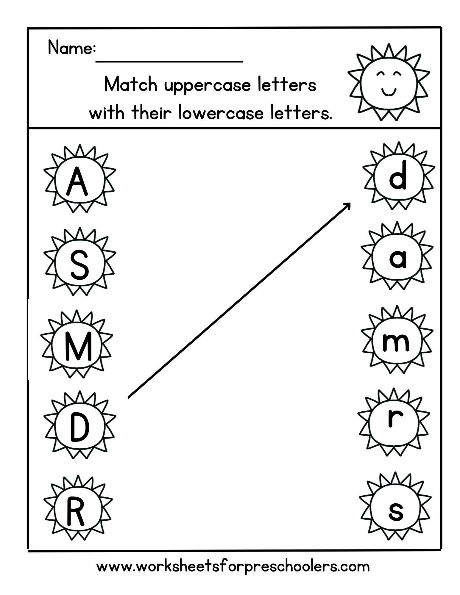 Summer Match Uppercase and Lowercase Letter 