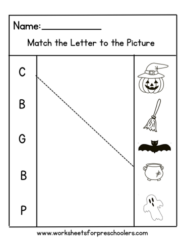 Halloween Matching Beginning Sound Worksheet