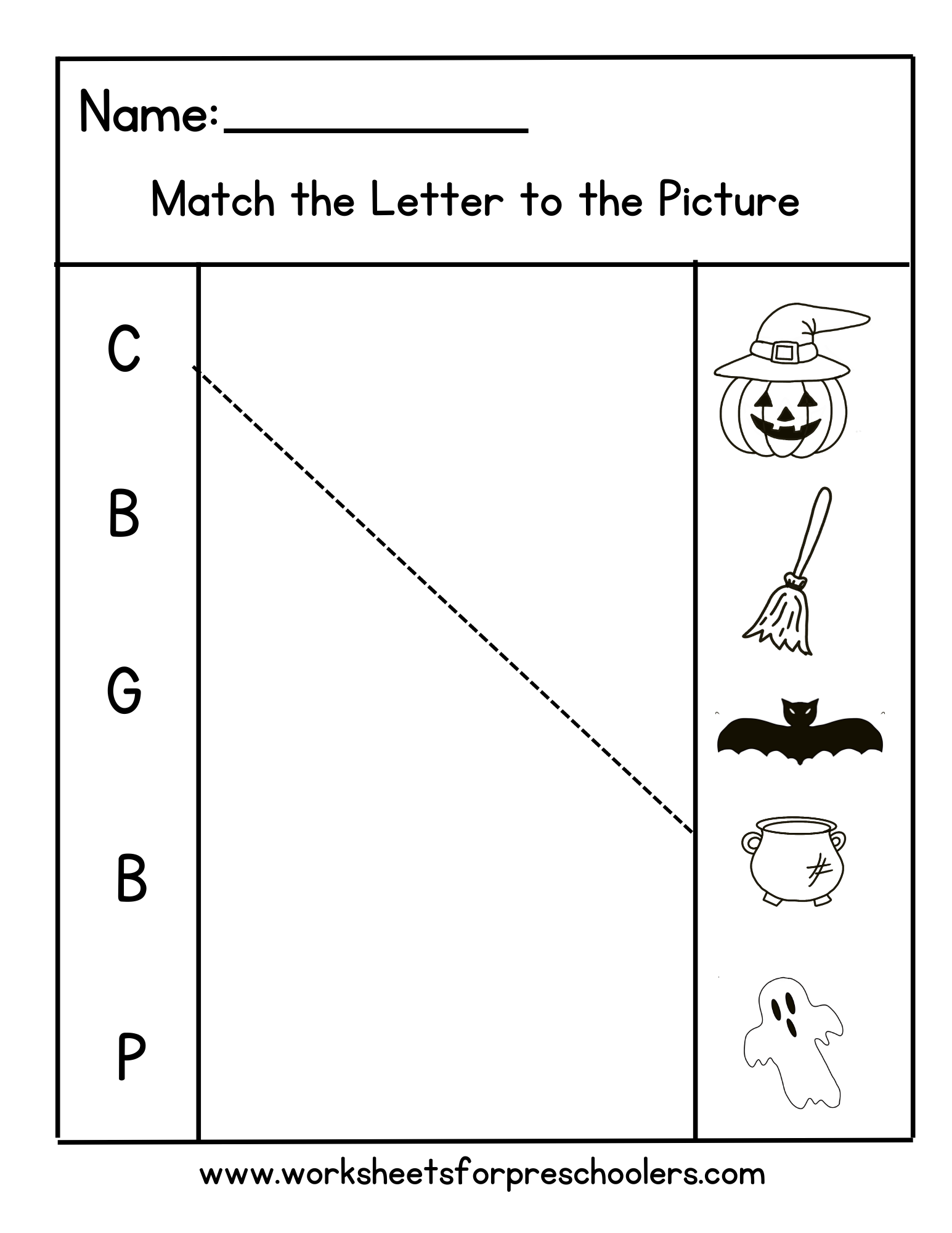 Halloween Matching Beginning Sound Worksheet