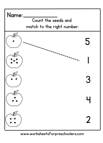 Apple Theme Matching Math Worksheet 