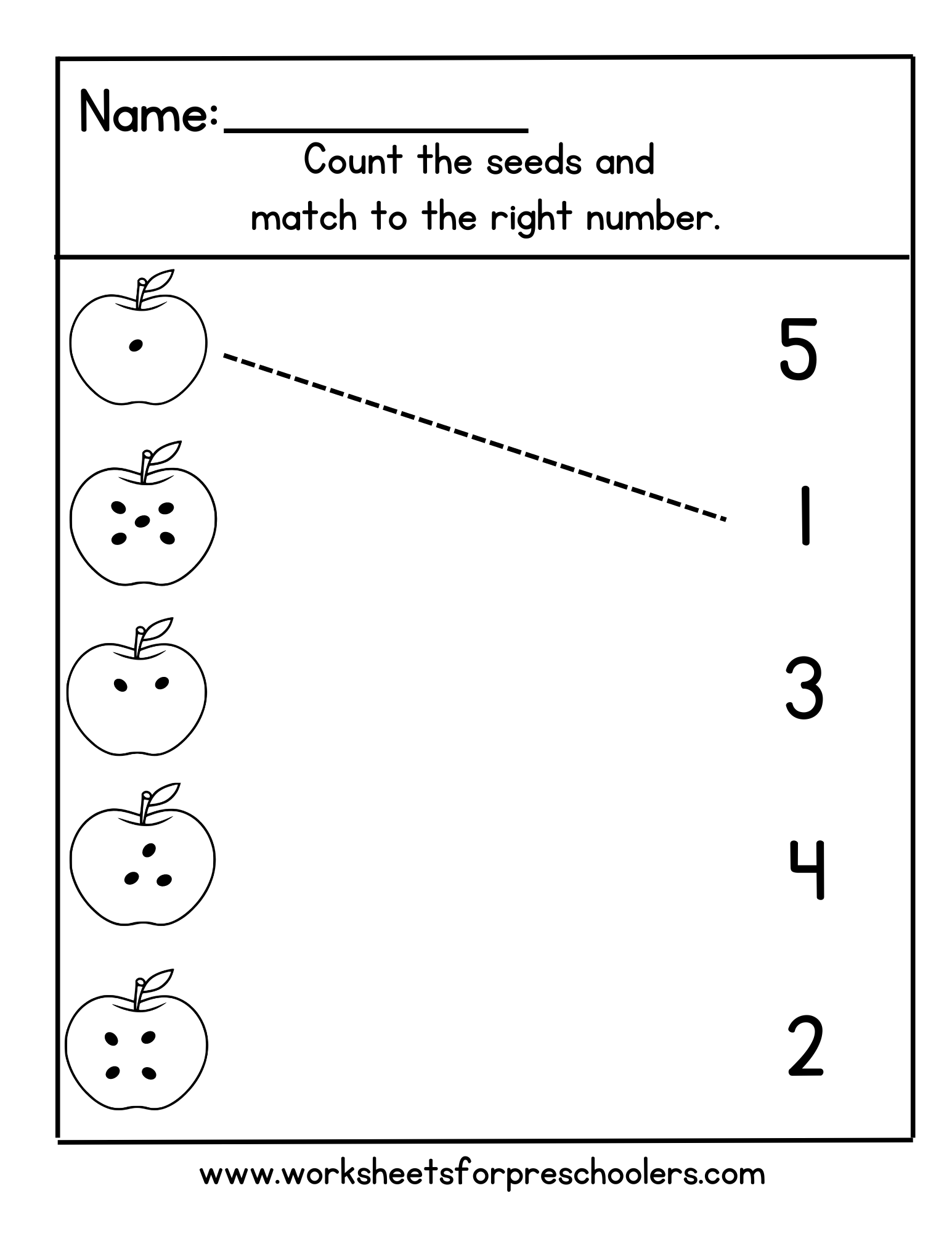Apple Theme Matching Math Worksheet 