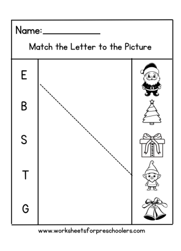 Match beginning sound worksheet for Christmas