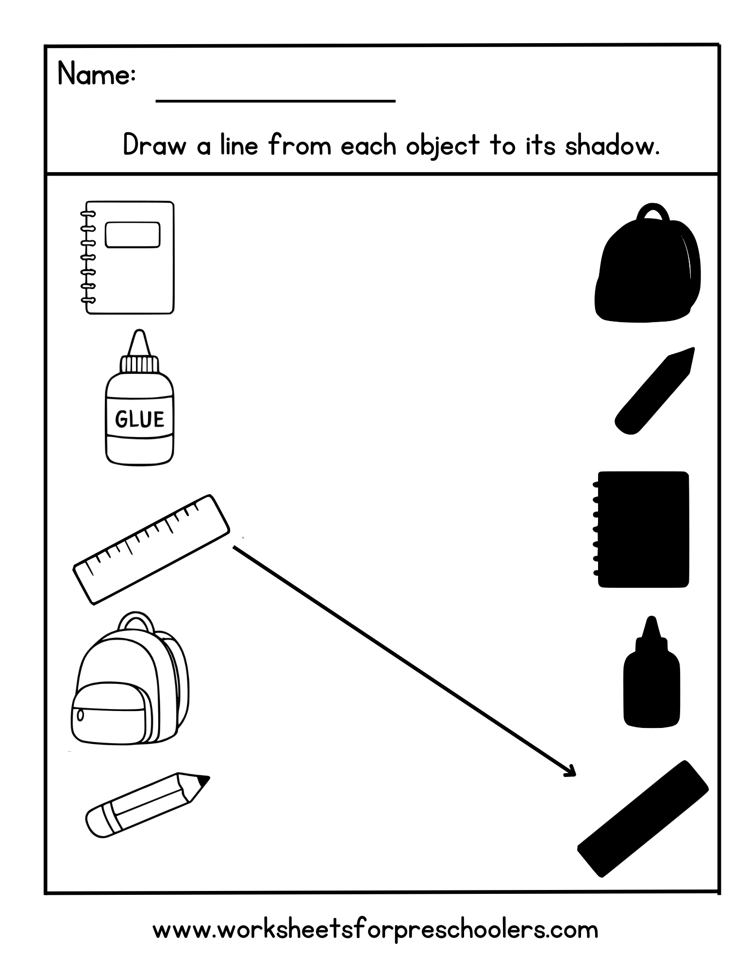 Match the Object to Its Shadow – Preschool Worksheet Match the Object to Its Shadow – Preschool Worksheet
