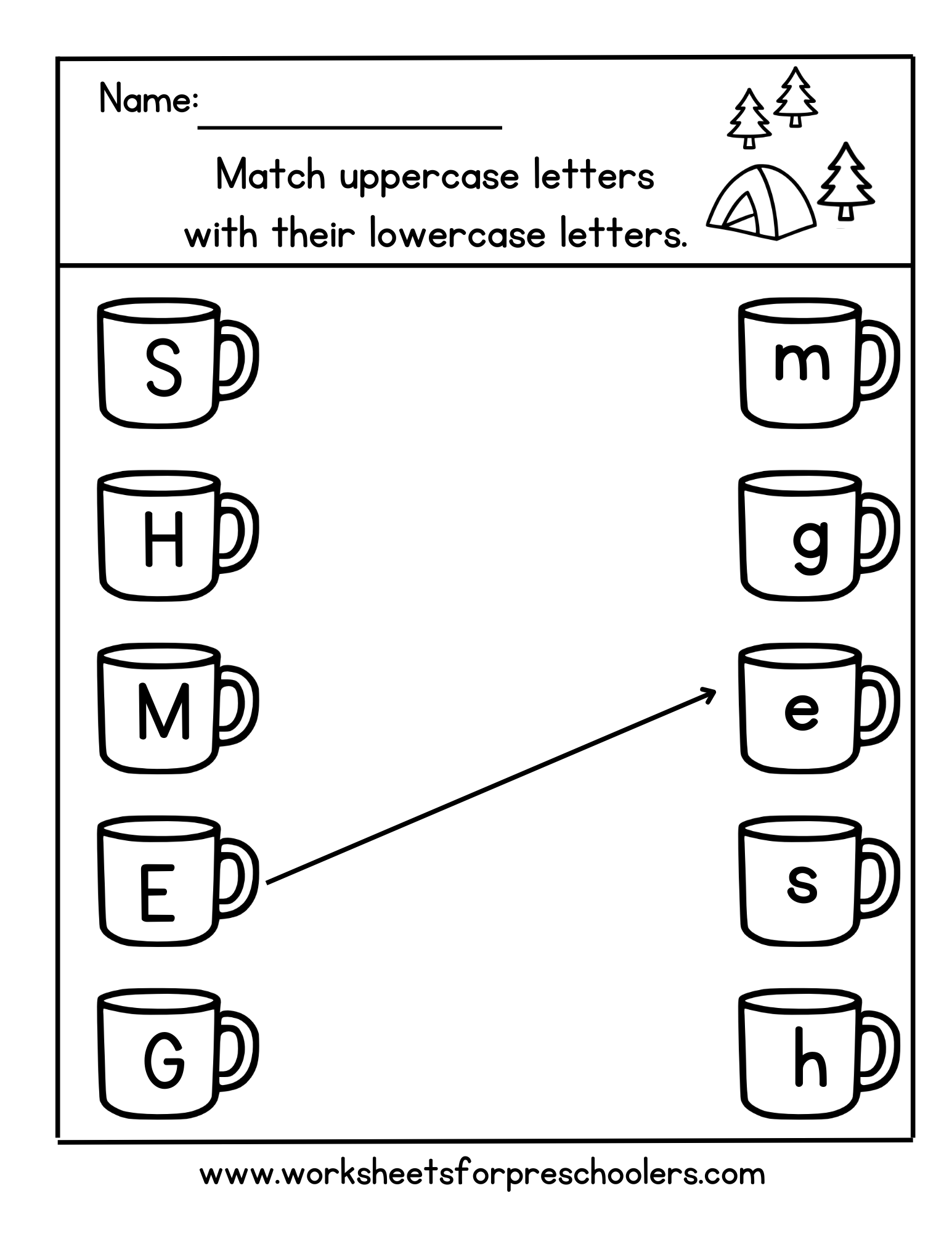 Letter Matching Worksheet Camping Letter Matching Worksheet Camping
