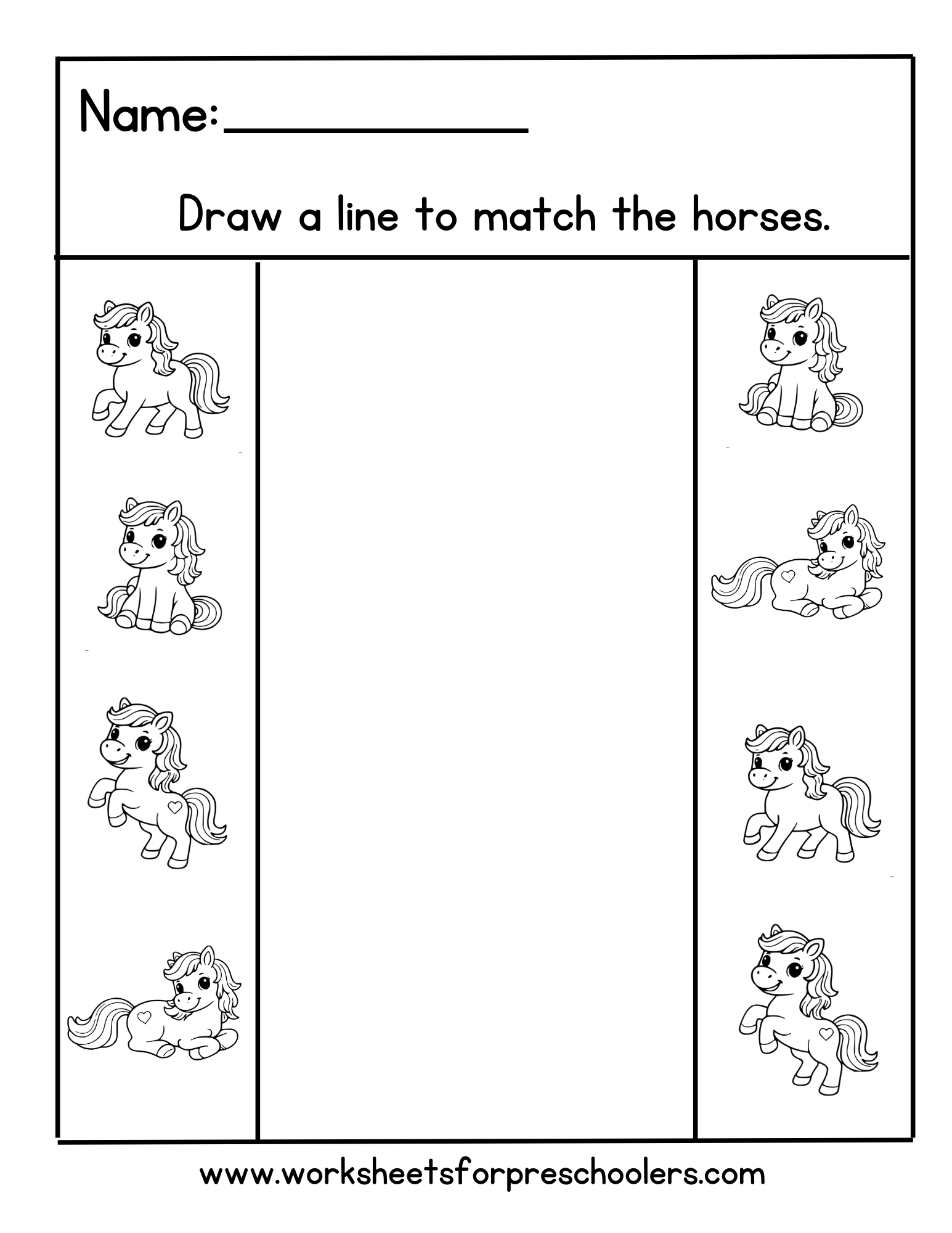 Horse Matching Worksheet
