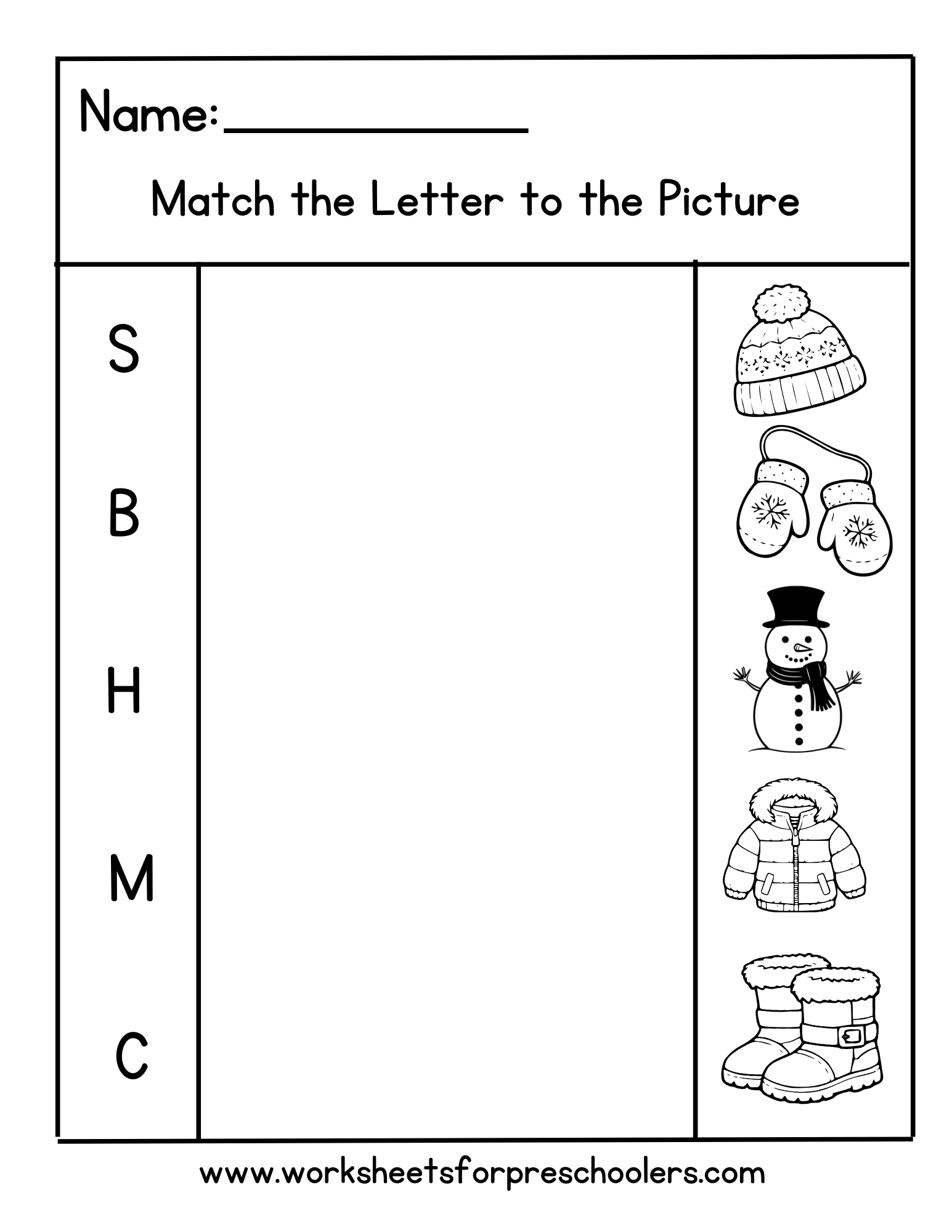 Matching Letter to Picture Worksheet