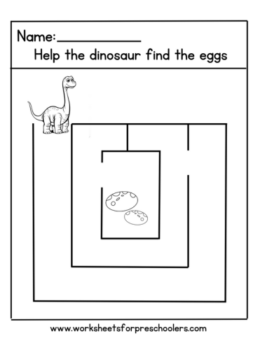 Dinosaur Maze Activity Worksheet 