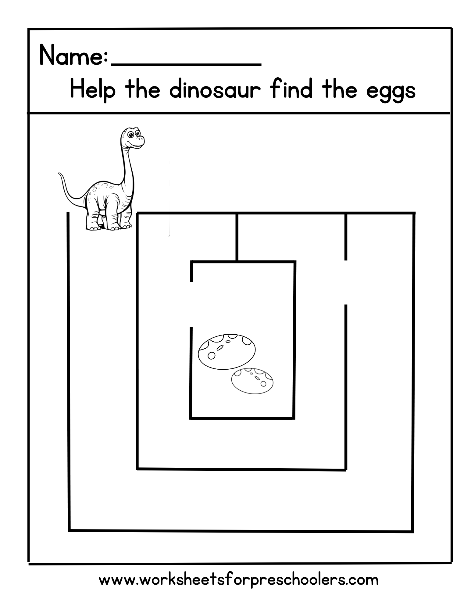 Dinosaur Maze Activity Worksheet Preschool Dinosaur Maze Activity Worksheet Preschool