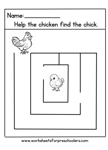 Farm Animal Maze Worksheet