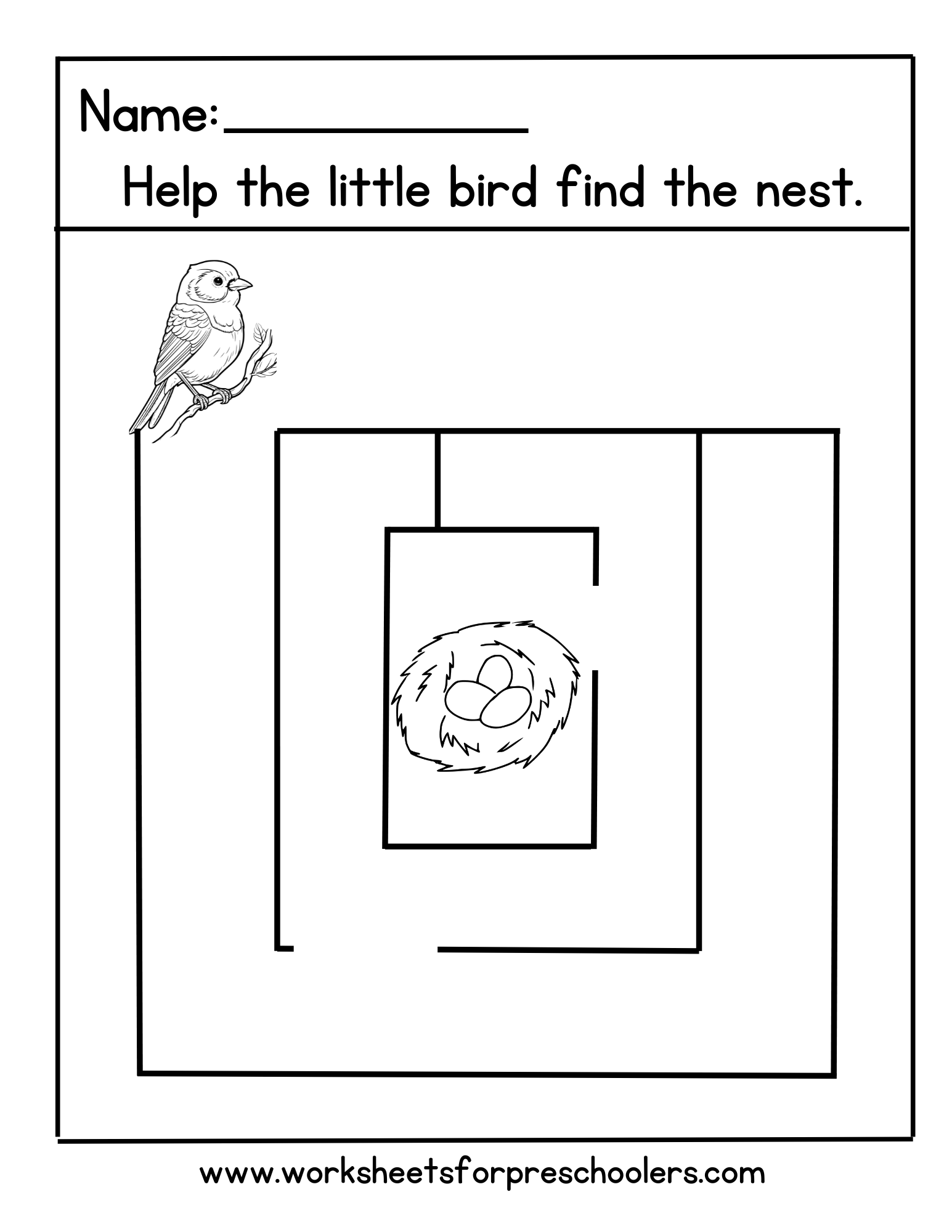 Bird Maze Activity Sheet